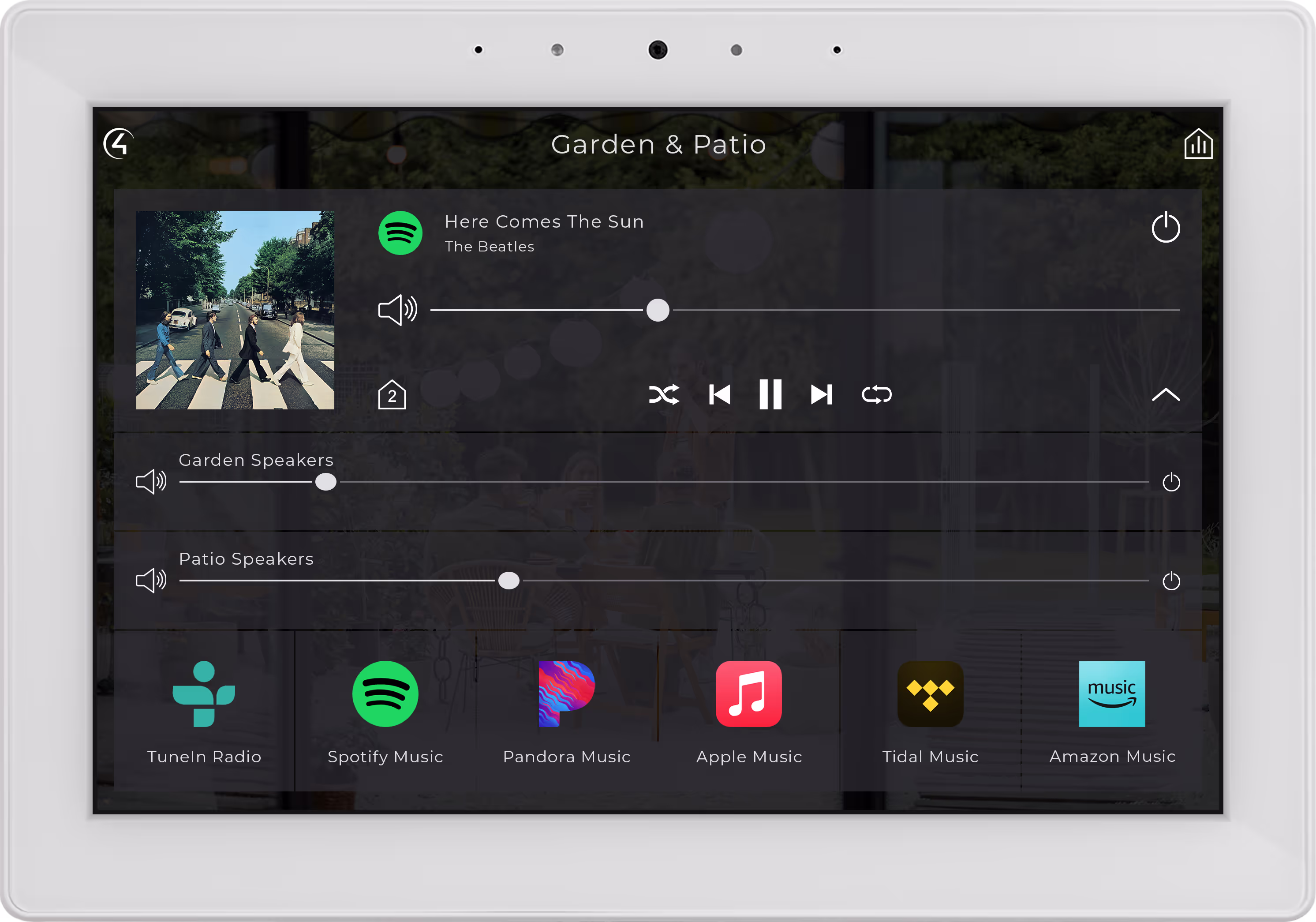 Music in Every Room garden audio system controlled by ipad